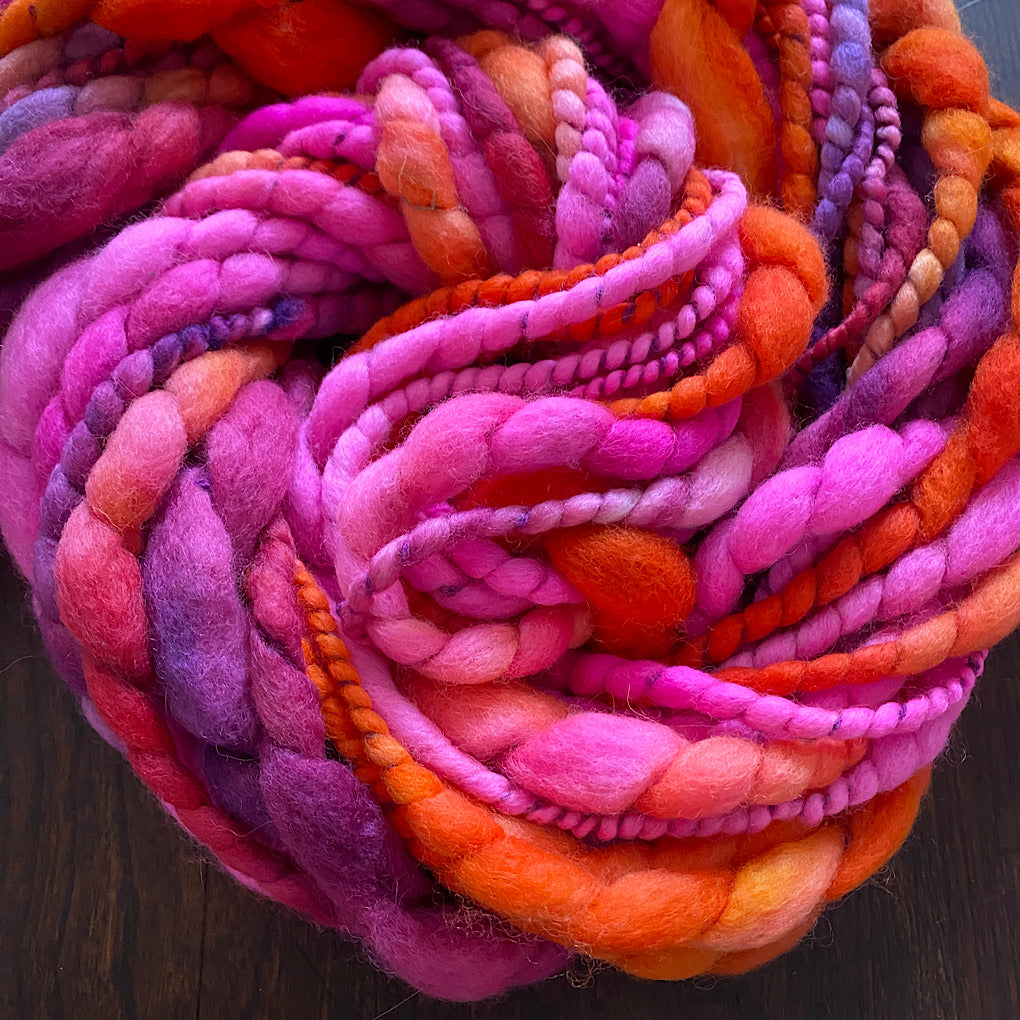 Pink fire merino knitting yarn