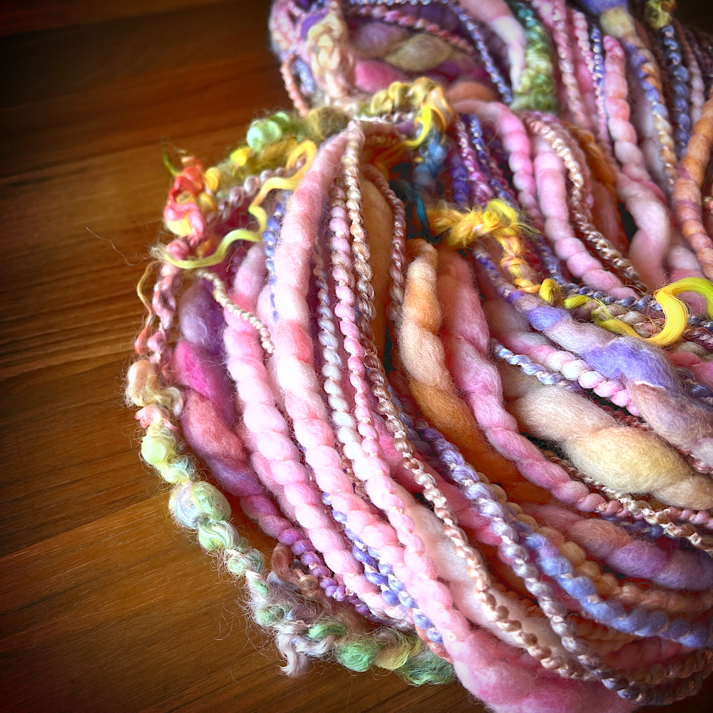 Peach blossom - spiral hand spun yarn