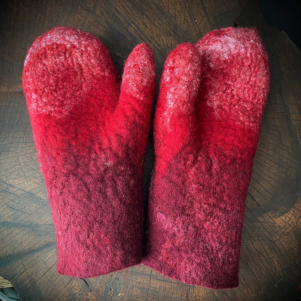 Winter is blooming - felted mittens