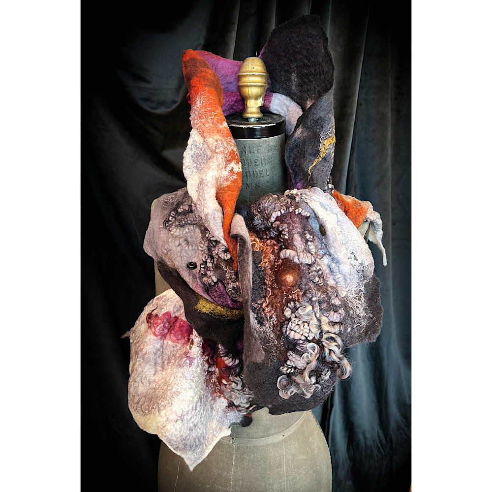 Fire and Ice - felted scarf