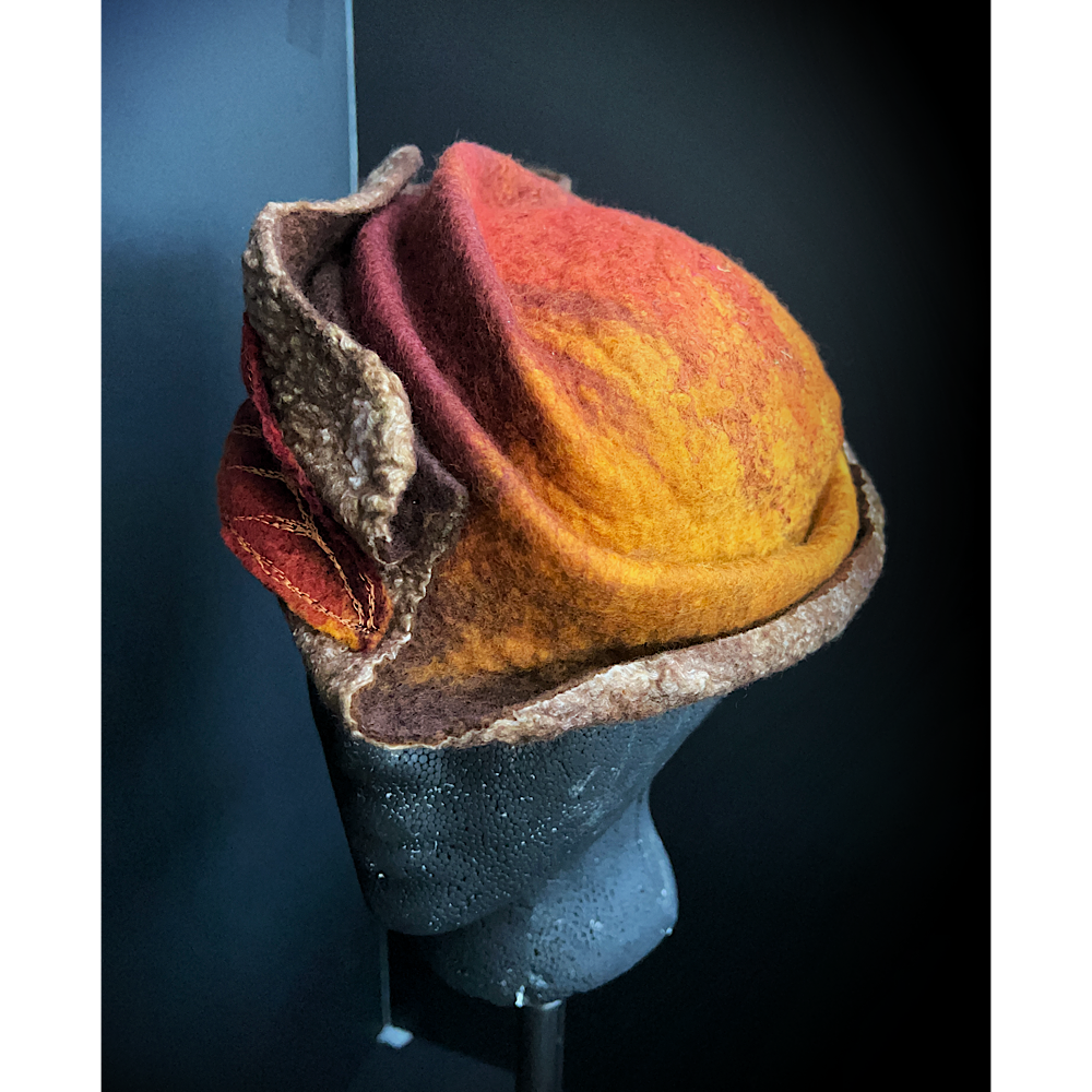 Felted top hat with leaves - 22”