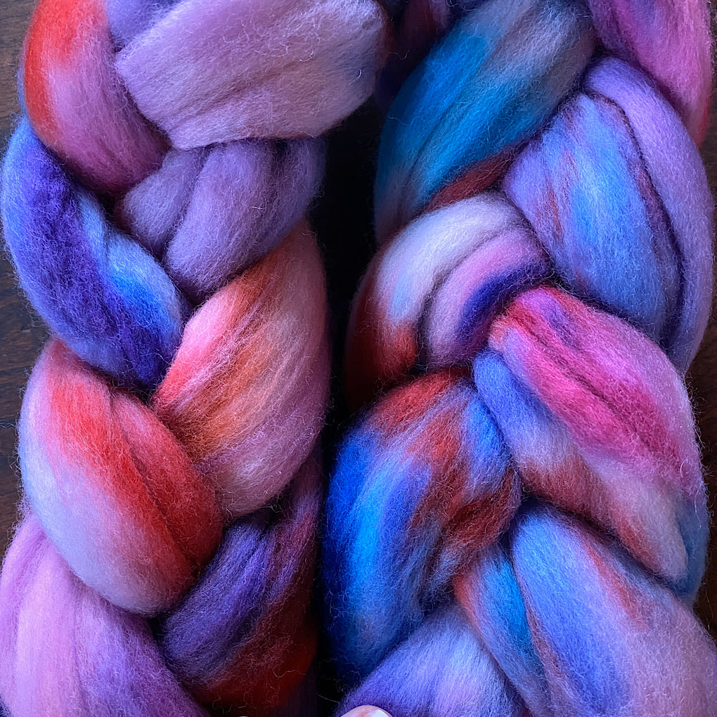 Hand painted merino roving