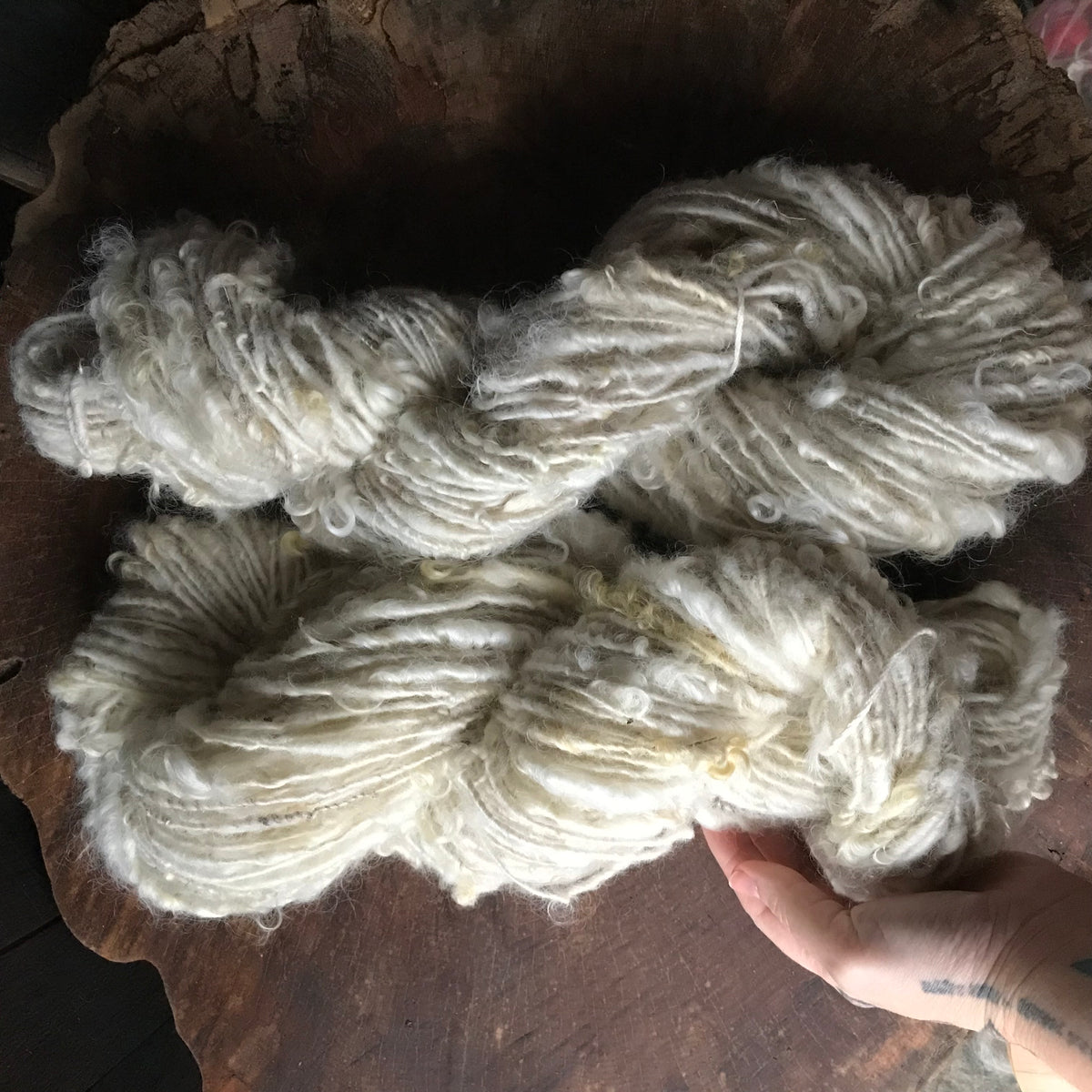 Natural white textured wool yarn 100 grams 46 yards skein - Mynoush