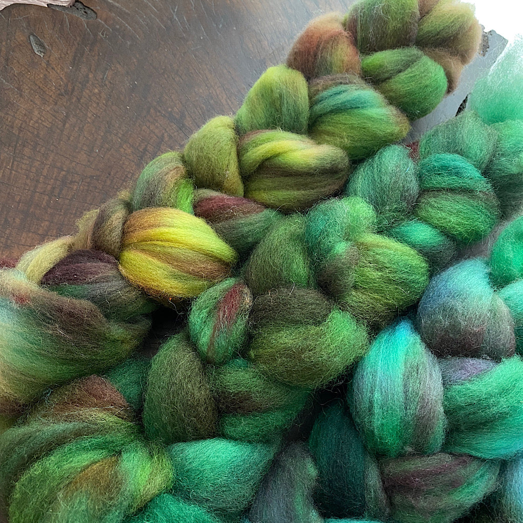 Hand painted BFL and merino roving