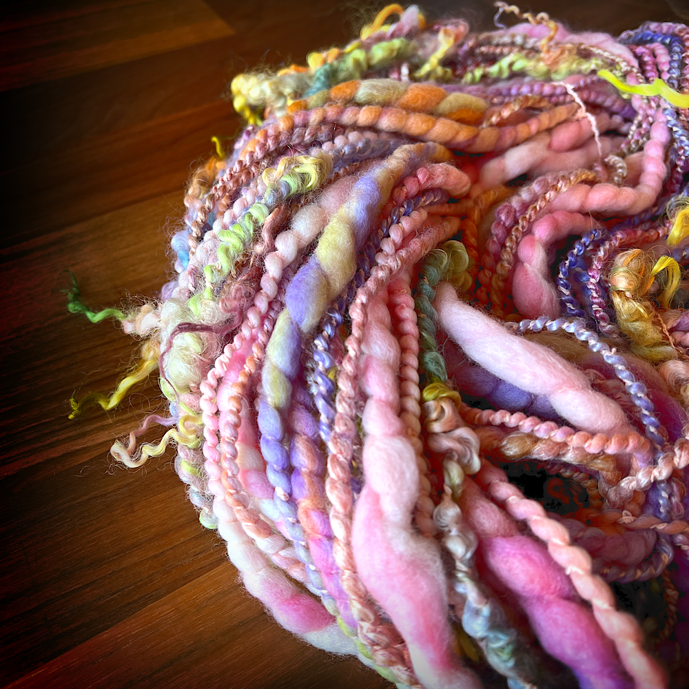 Peach blossom - spiral hand spun yarn