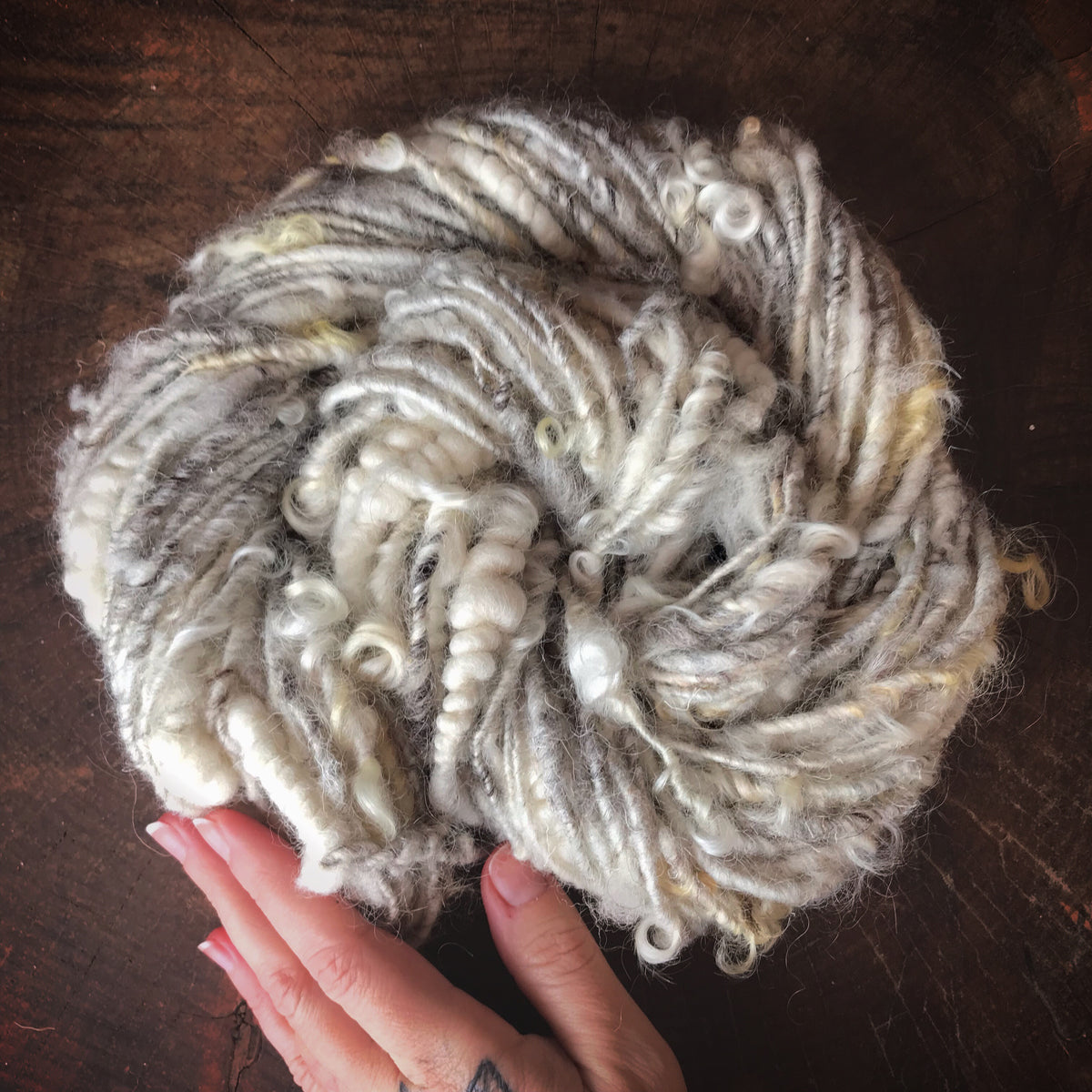 Natural white textured wool yarn 84 grams - Mynoush