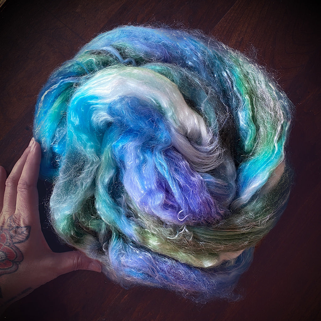 Merino / tencel hand dyed for spinning
