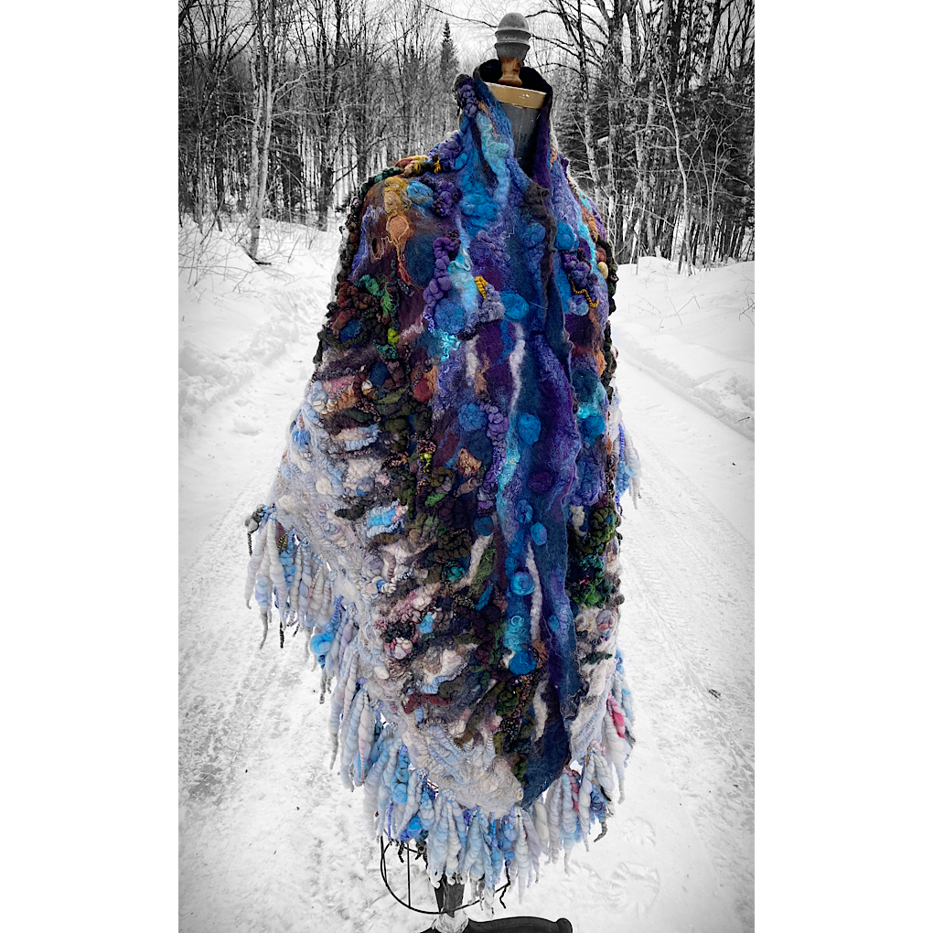 Midnight Snow walk - Felted Shawl