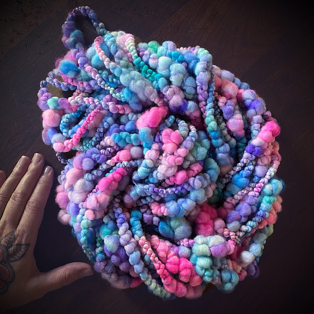 Custom Jumbo boucle art yarn 90s turquoise