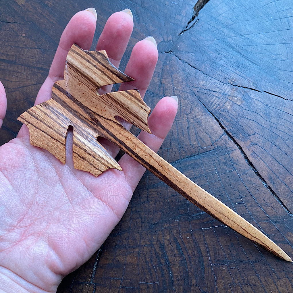 Zebra wood butterfly shawl pin