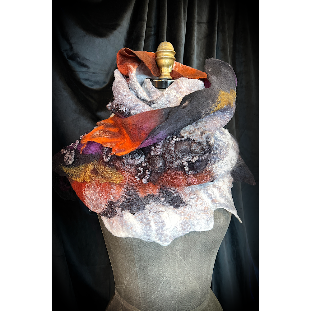 Fire and Ice - felted scarf