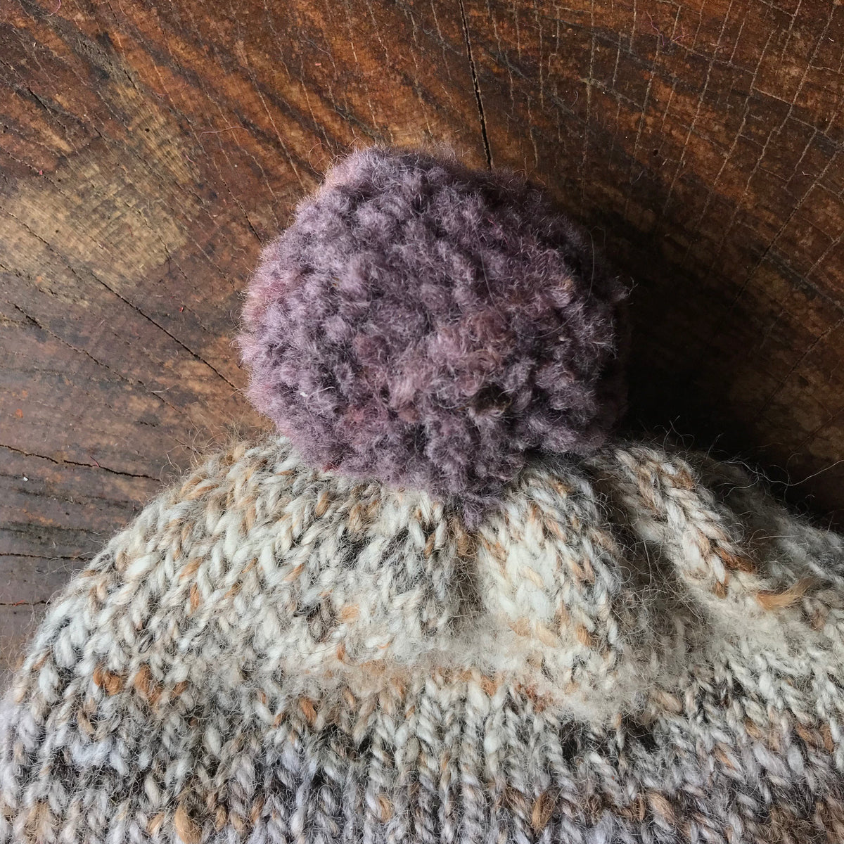 Beige and grey beanie 95% wool 5% alpaca One size - Mynoush