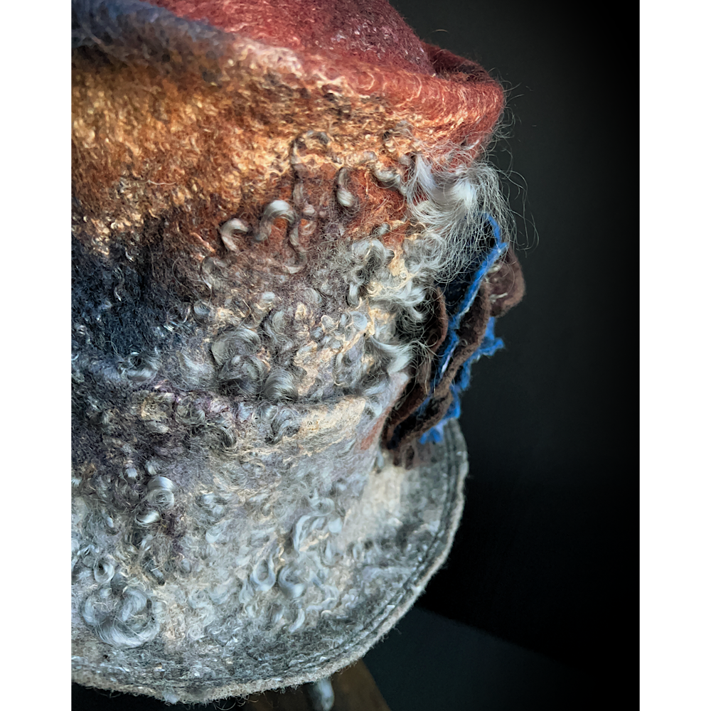 Felted top hat with rose - 23”