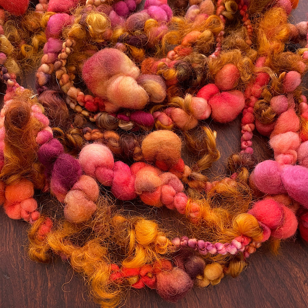 Golden autumn Jumbo boucle art yarn with locks