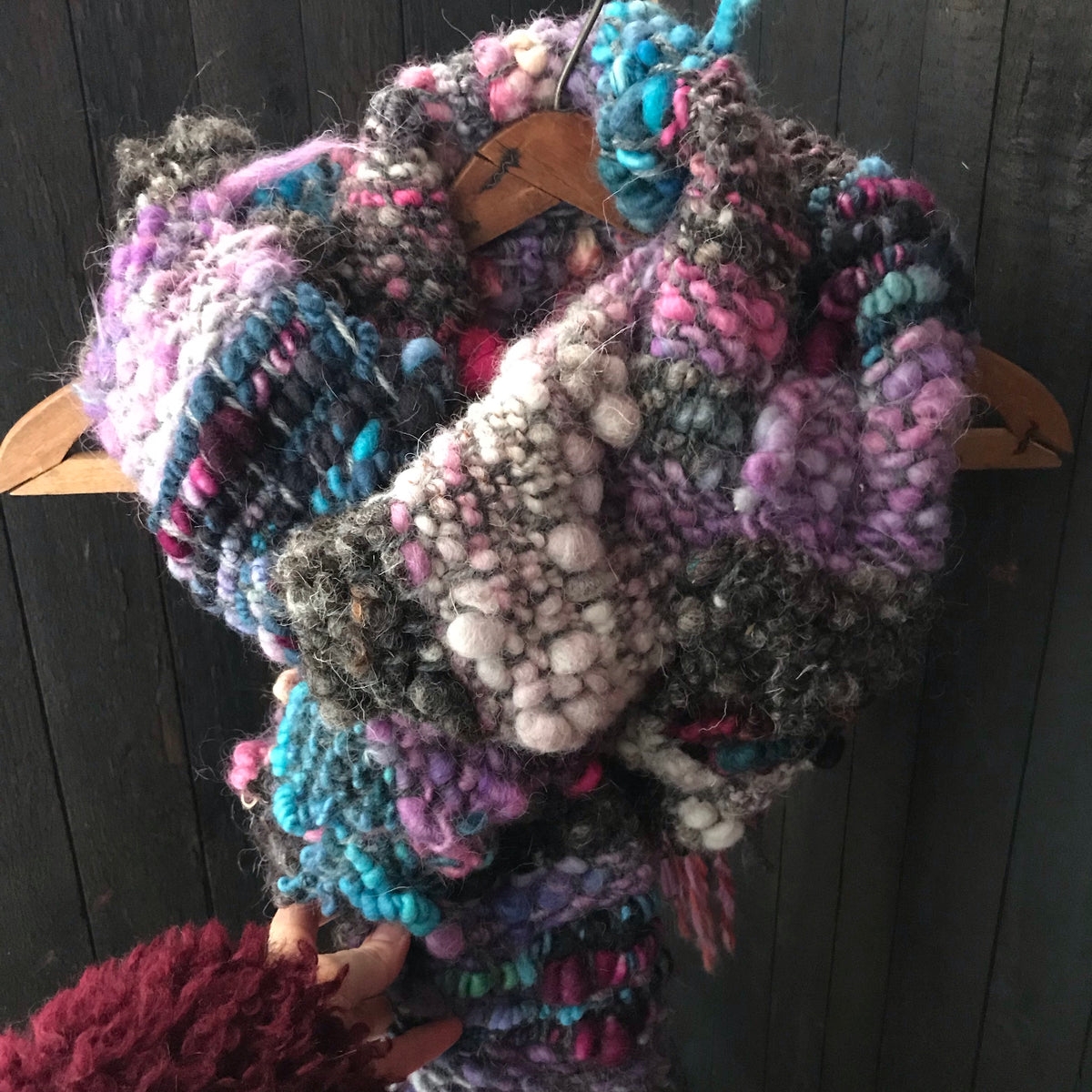 Purple scarf 100% Wool - Foulard 100% laine mauve - Mynoush