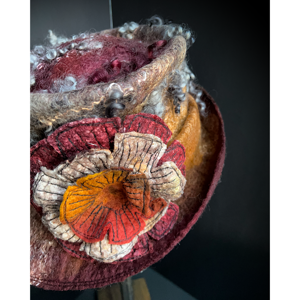 Felted top hat with rose - 23.5”