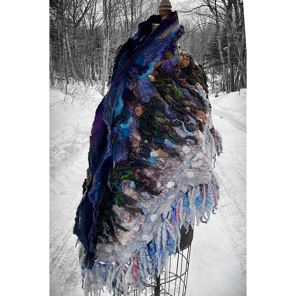 Midnight Snow walk - Felted Shawl