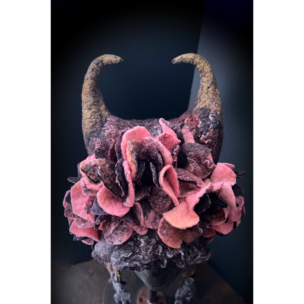 Felted fairy horns hood size small