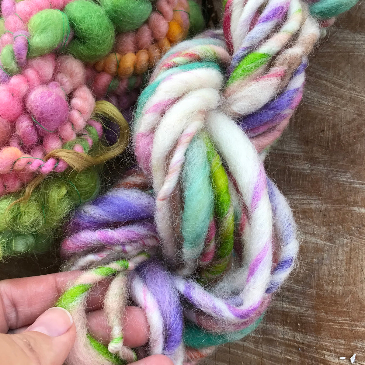 Pastel hand spun yarn trio - scarf knitting kit 150 grams - Mynoush