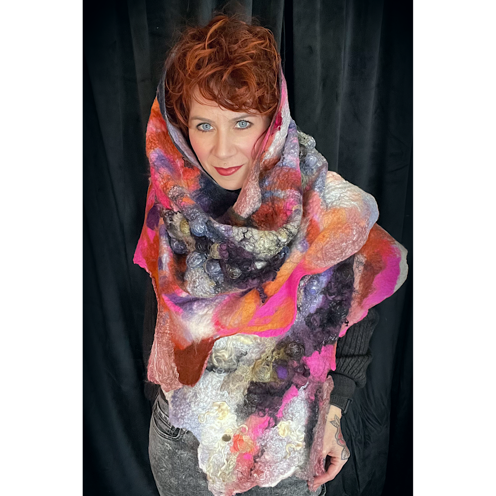 Cosmic Lights - felted scarf