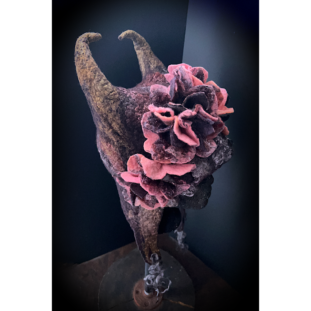 Felted fairy horns hood size small