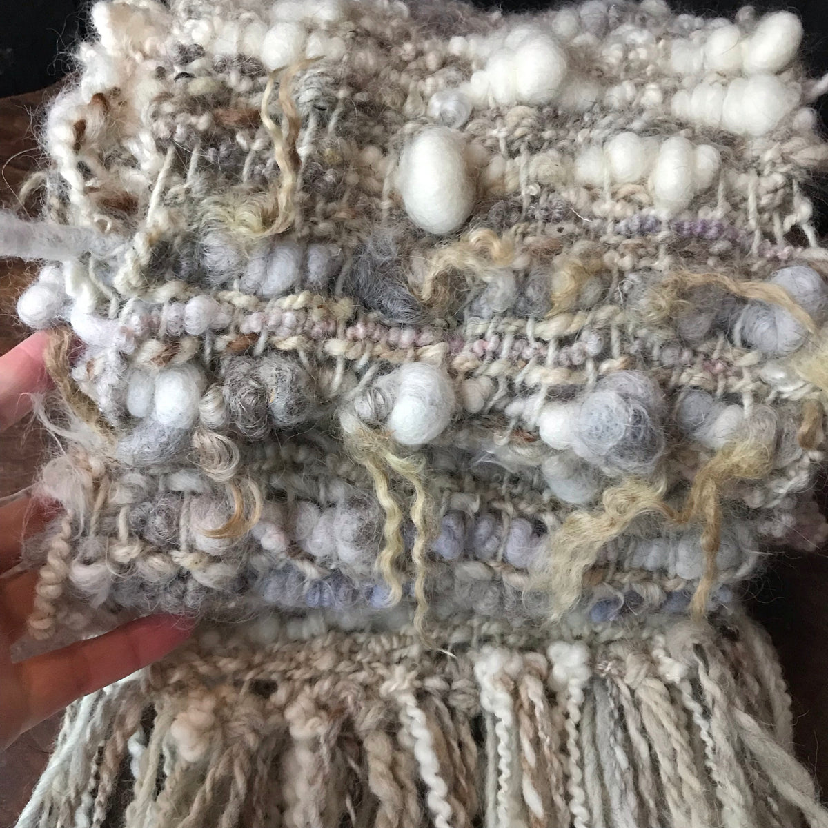 Natural white scarf 100% Wool  98” x 10”|Foulard blanc en laine 98”x10” - Mynoush