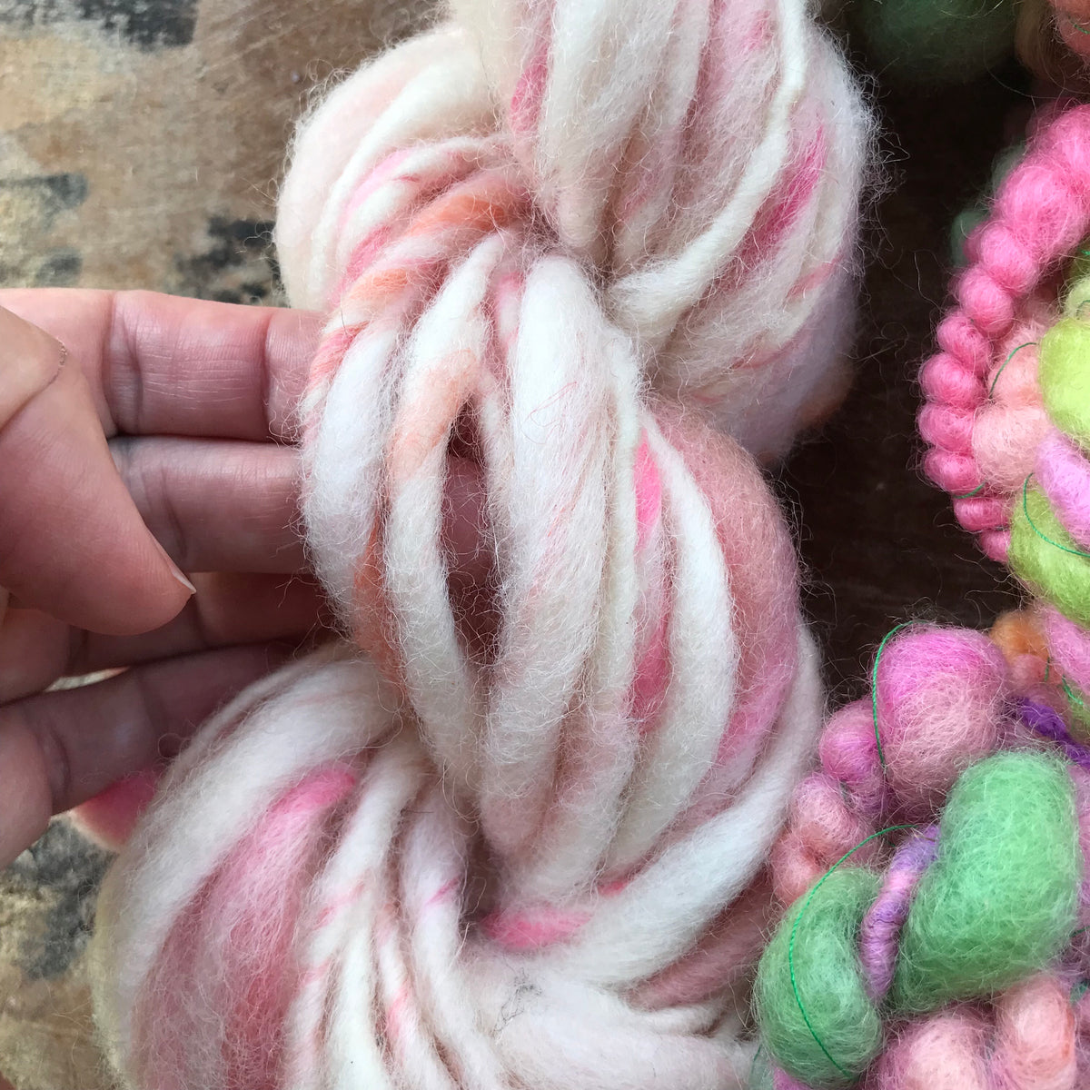 Pastel hand spun yarn trio - scarf knitting kit 150 grams - Mynoush