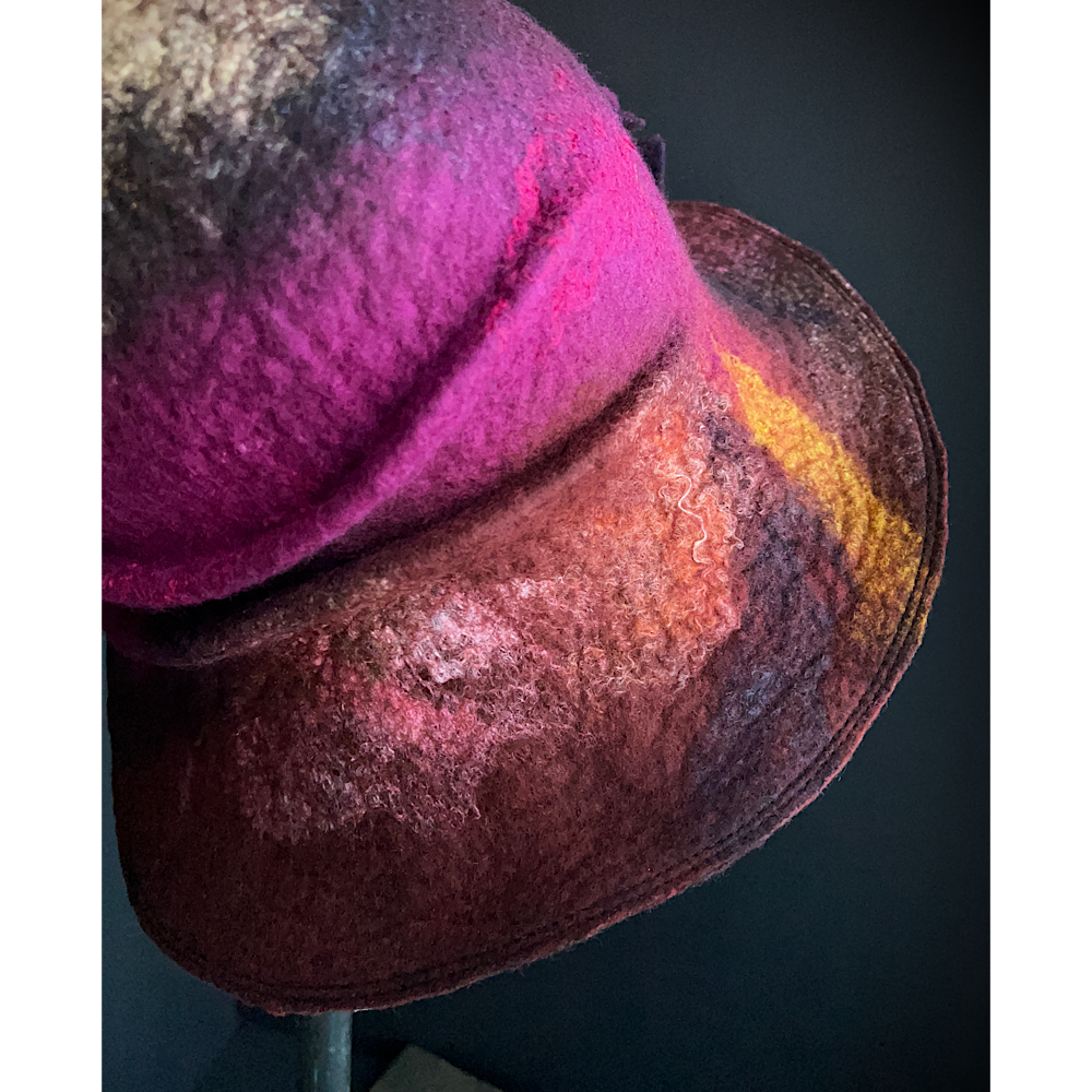 Felted cloche hat with rose - 23”
