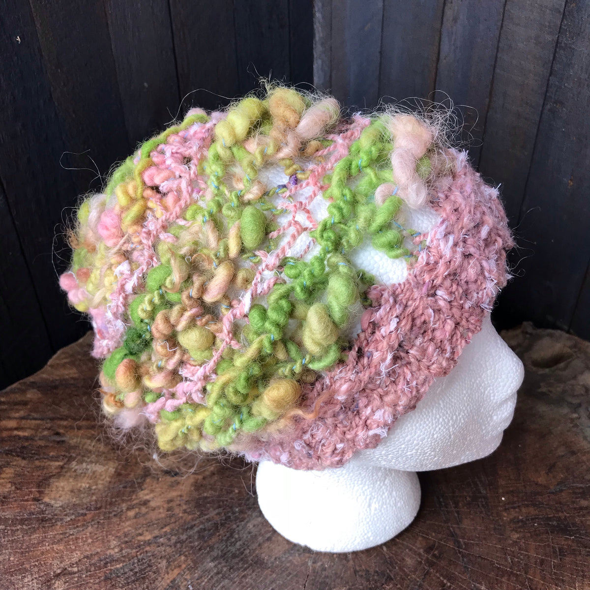 Chunky Green knitted hat | Bonnet vert en laine filée main|20”-25” - Mynoush