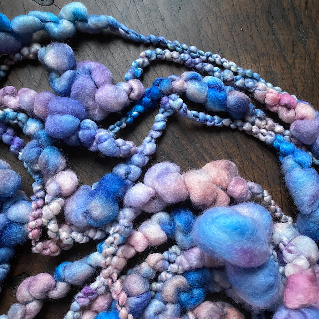 Blue lavender blush Jumbo boucle Art yarn