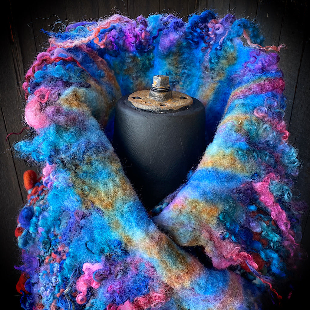 Fireworks Knitted and felted cowl
