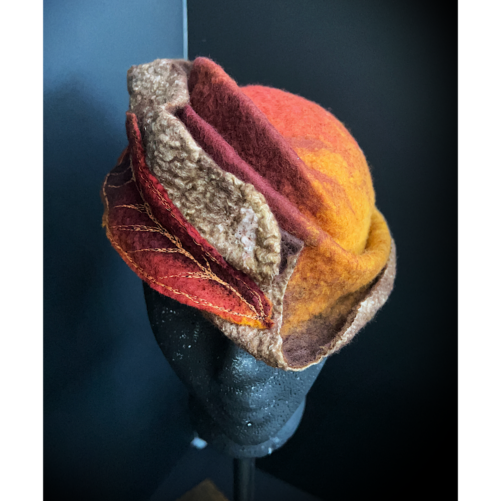 Felted top hat with leaves - 22”