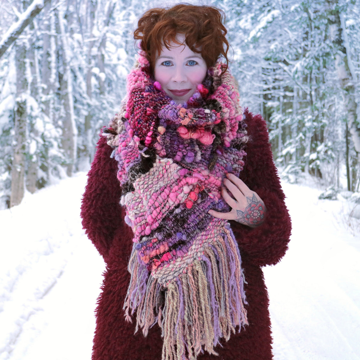 Pink scarf 100% Wool - Foulard 100% laine rose - Mynoush