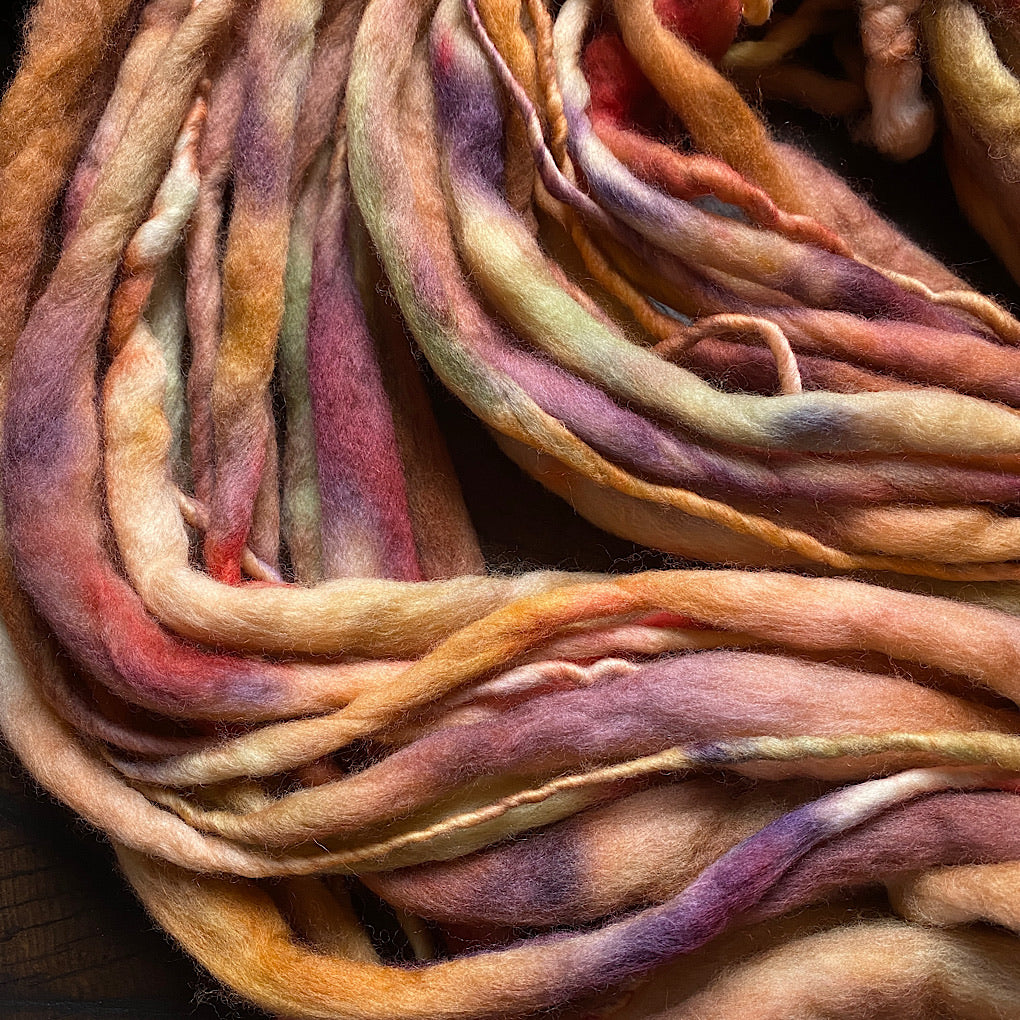 Autumn leaves Thick and thin hand spun yarn