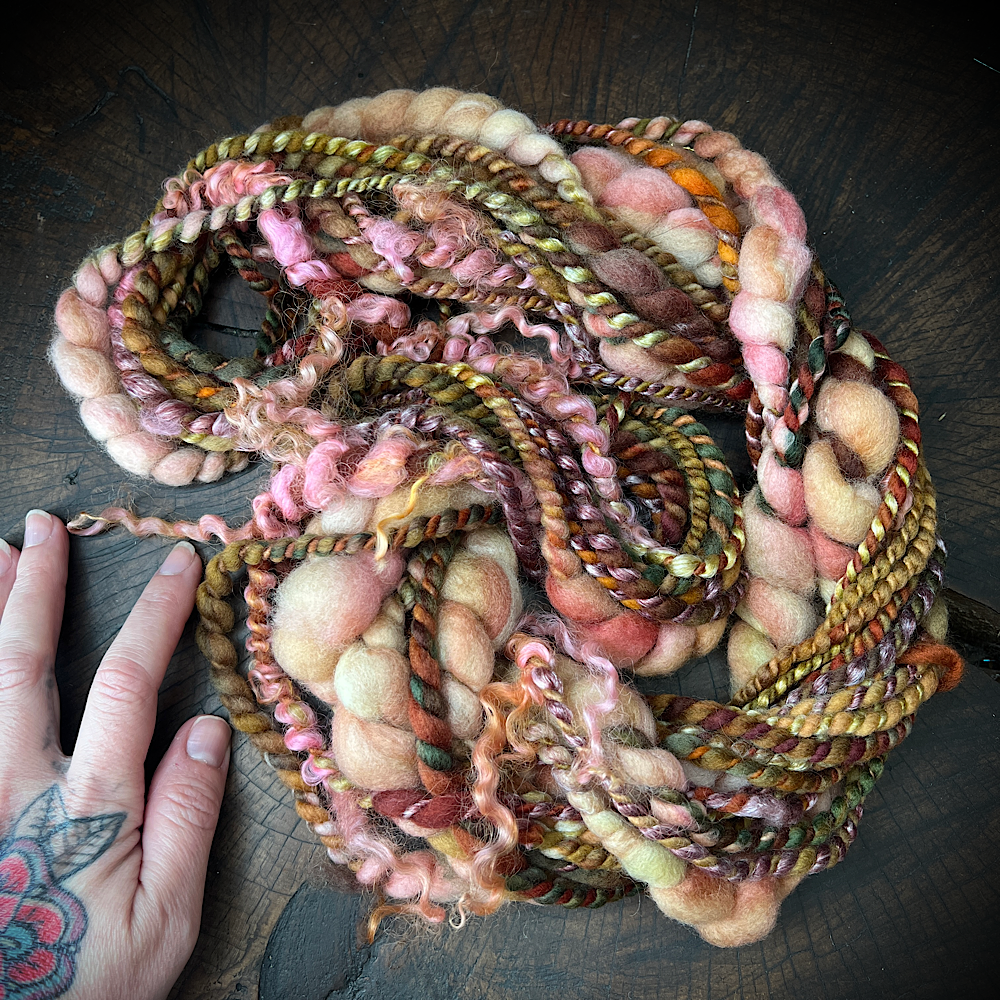 Woodland Roses big coils art yarn