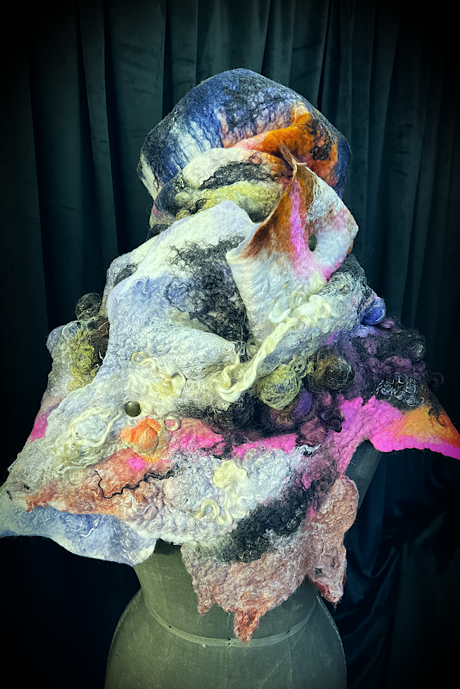 Cosmic Lights - felted scarf