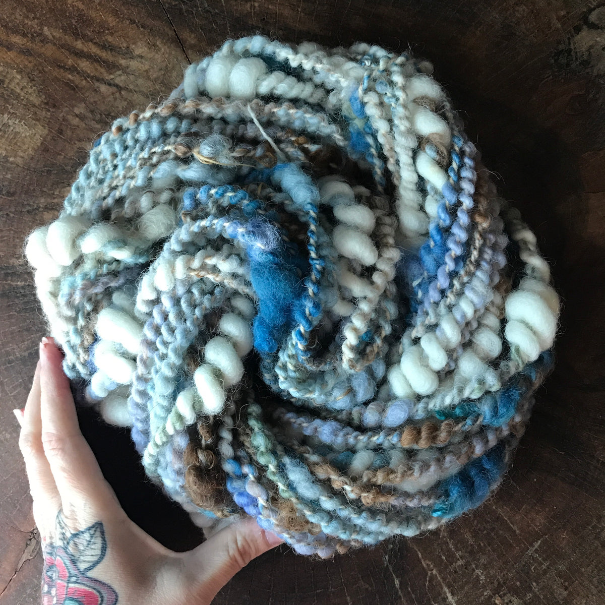 Blue beige art yarn 100g - Mynoush