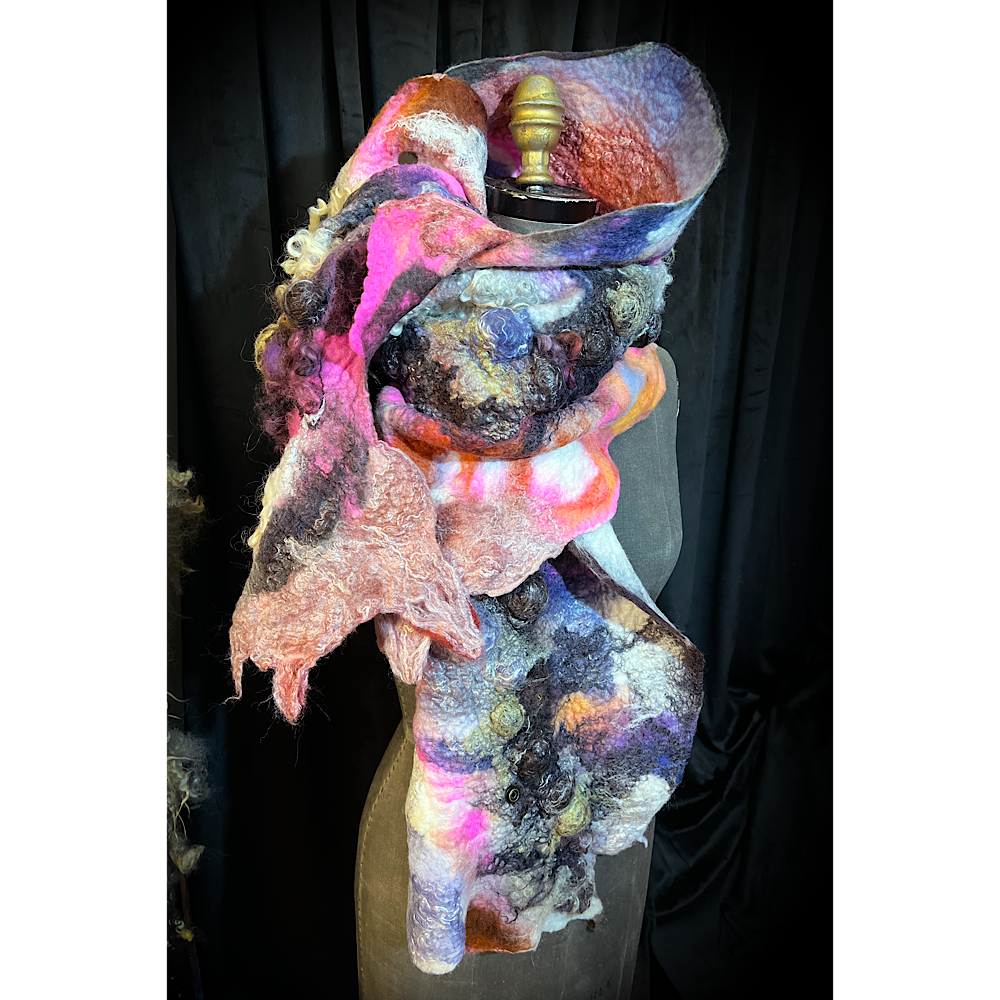 Cosmic Lights - felted scarf