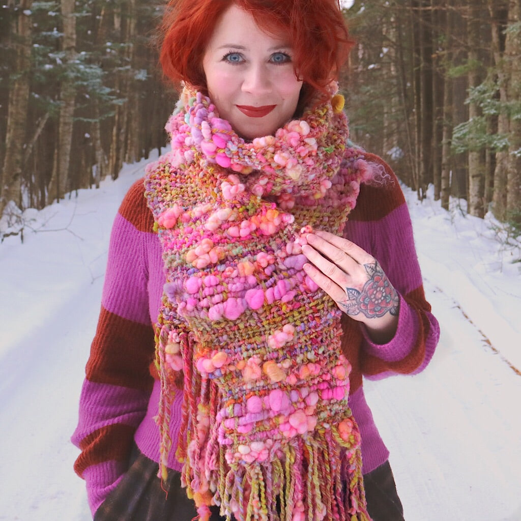Pink woven scarf