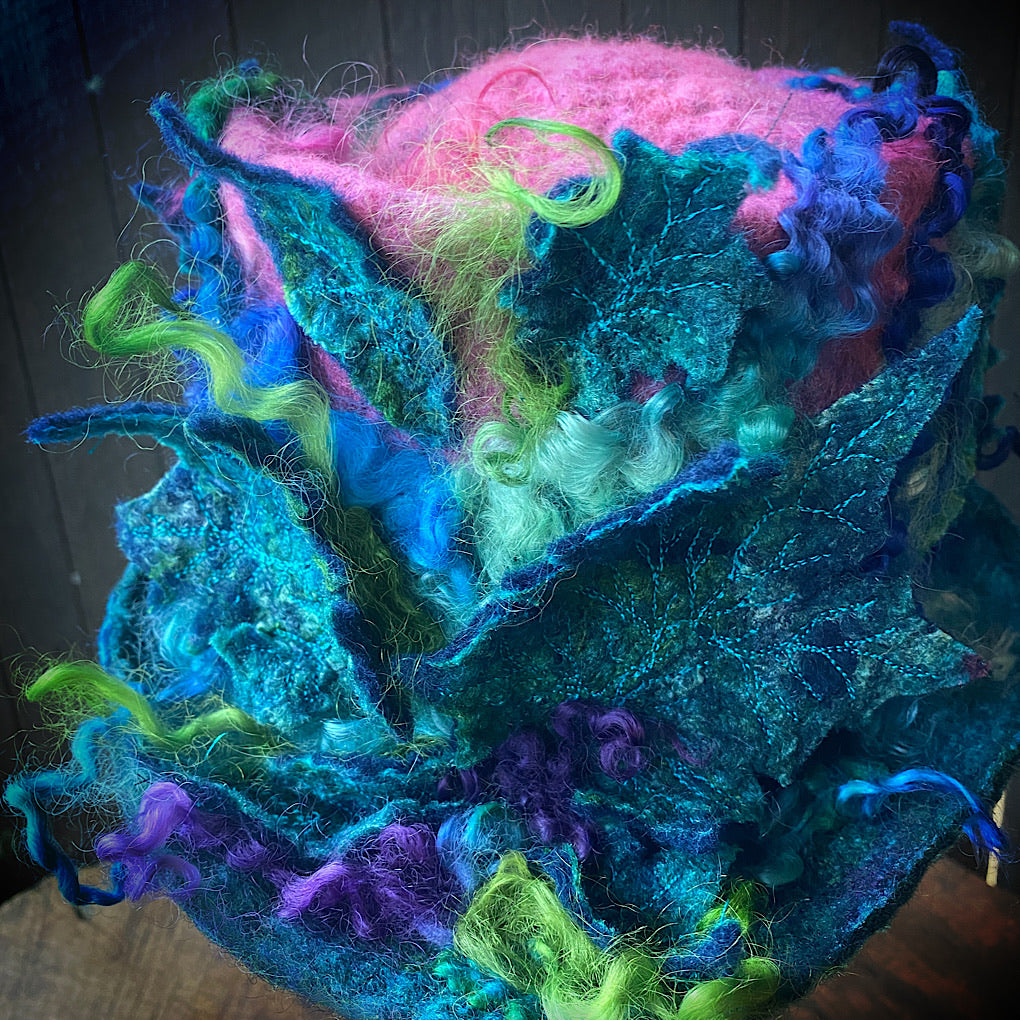 Felted top hat The peacocks