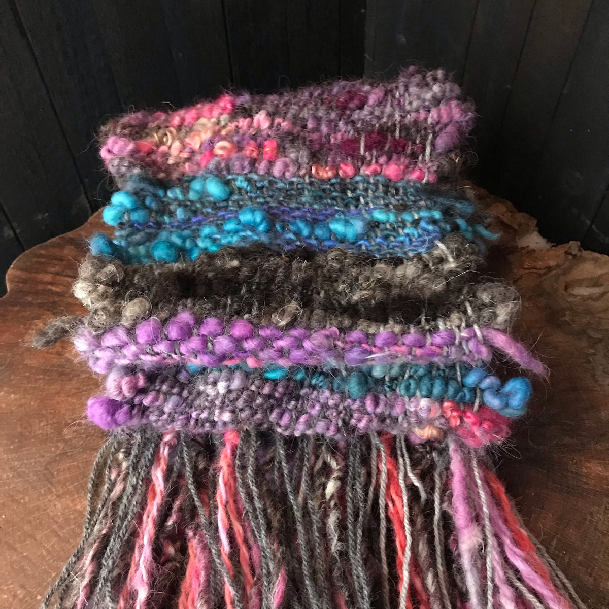 Purple scarf 100% Wool - Foulard 100% laine mauve - Mynoush