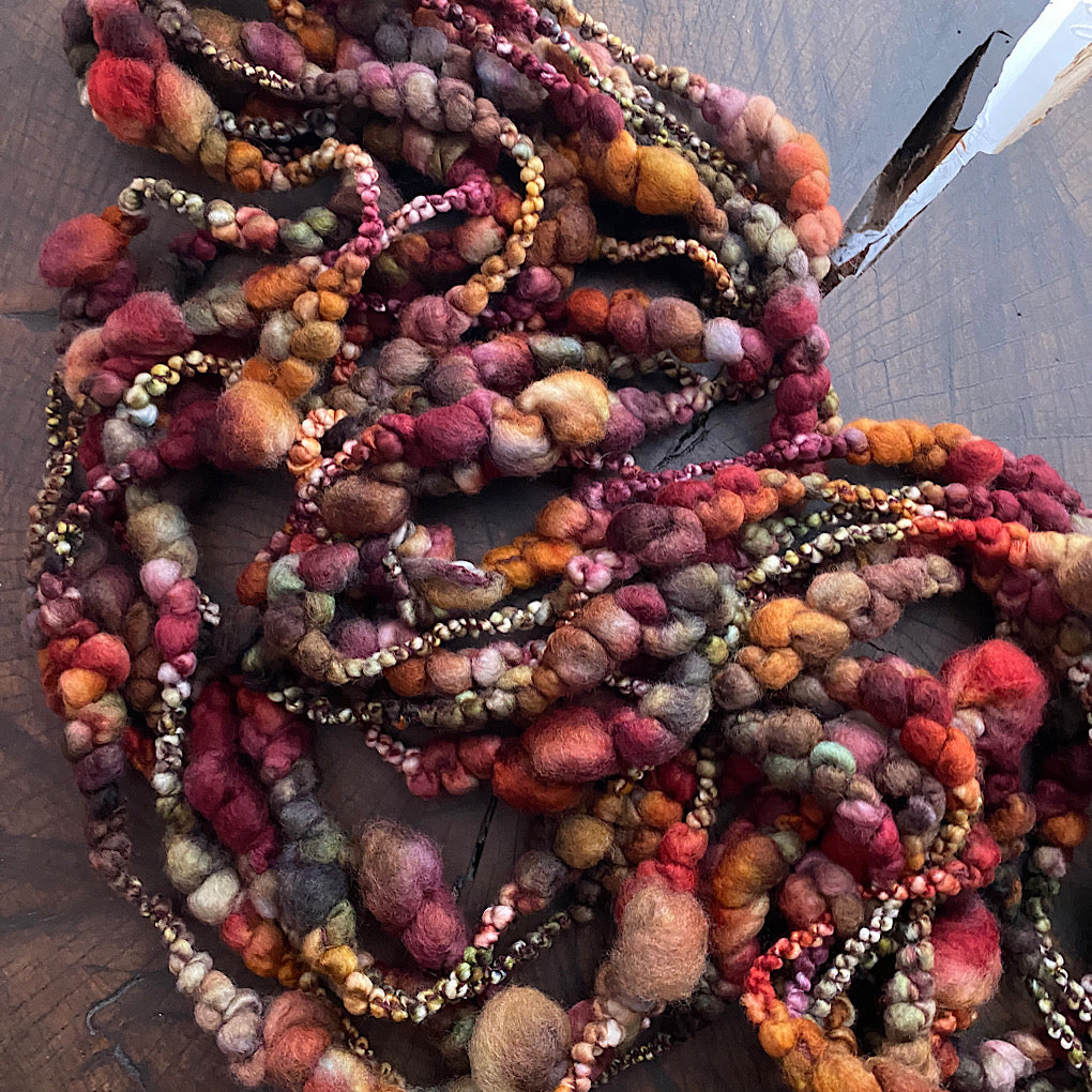 CUSTOM Autumn Heart Jumbo boucle art yarn