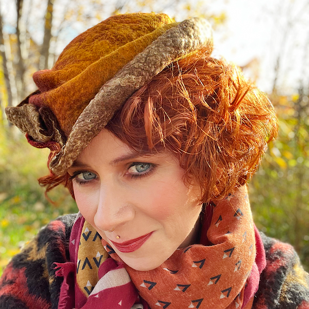 Felted top hat with leaves - 22”