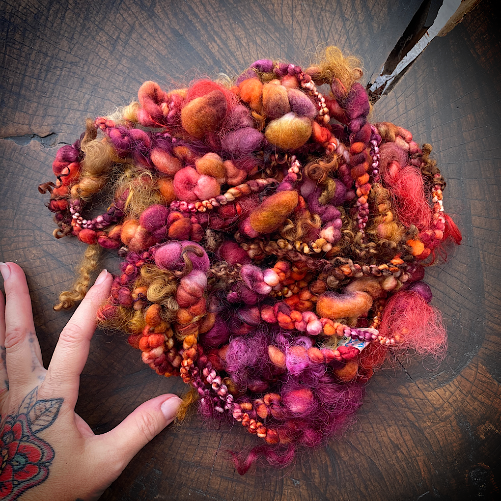 Golden autumn Jumbo boucle art yarn with locks