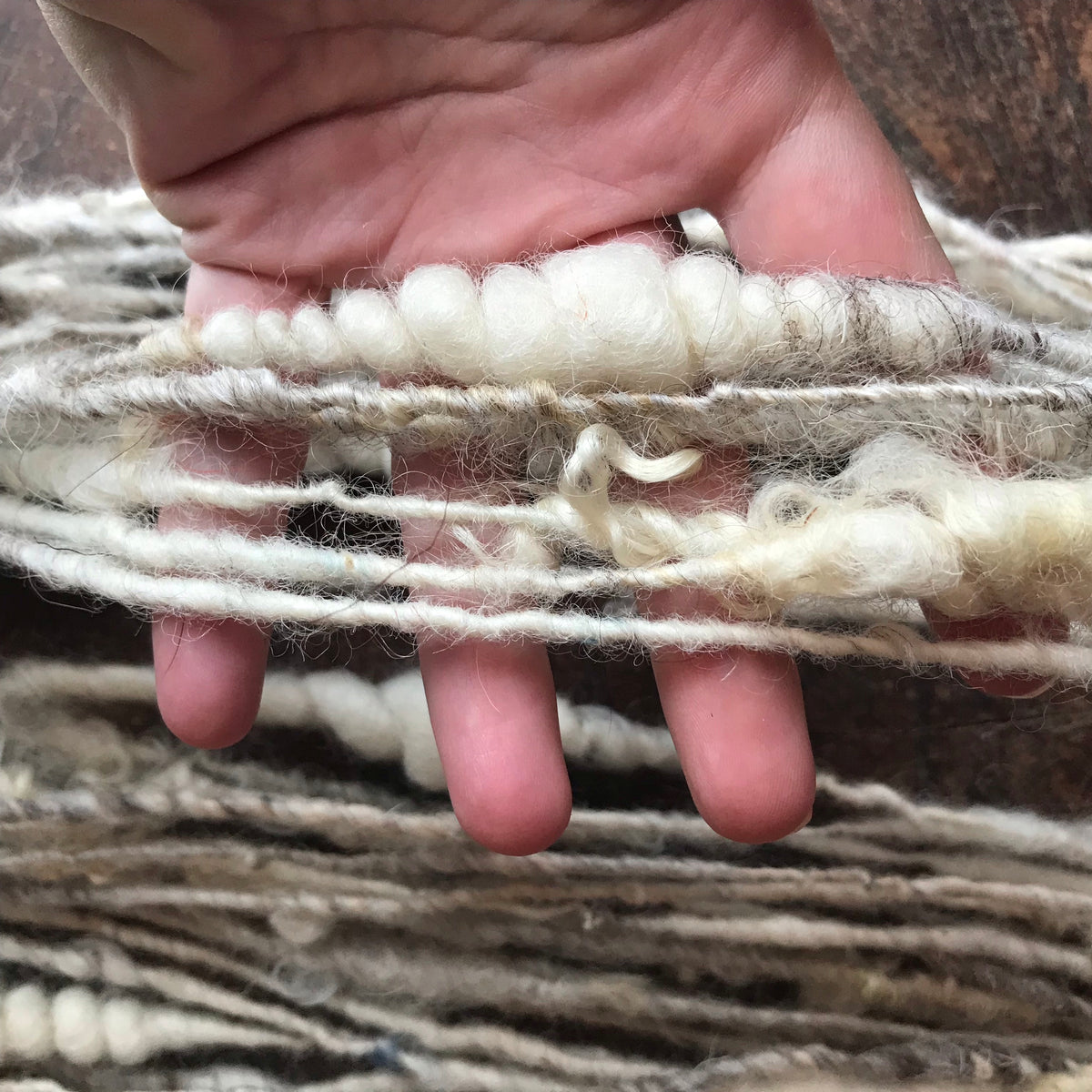 Natural white textured wool yarn 100 grams - Mynoush