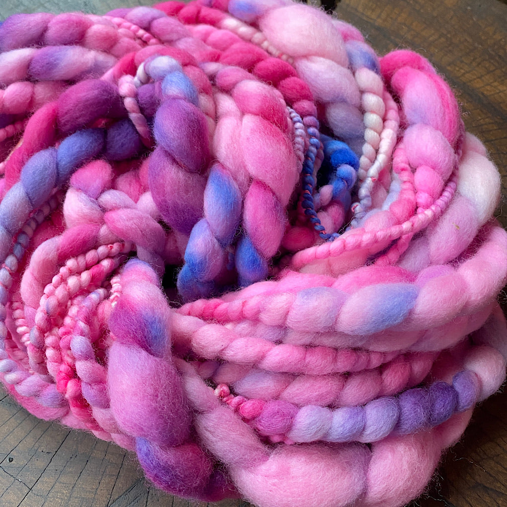 Pink jumbo spiral yarn
