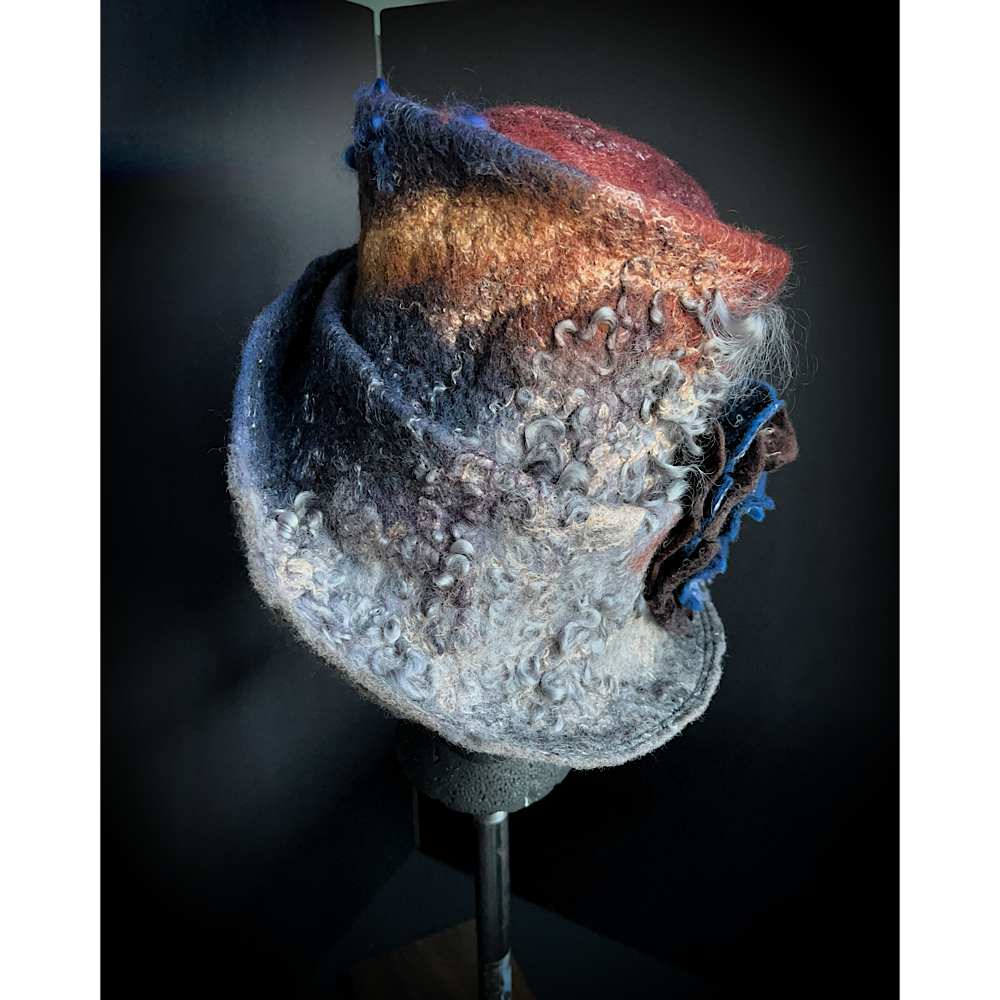 Felted top hat with rose - 23”