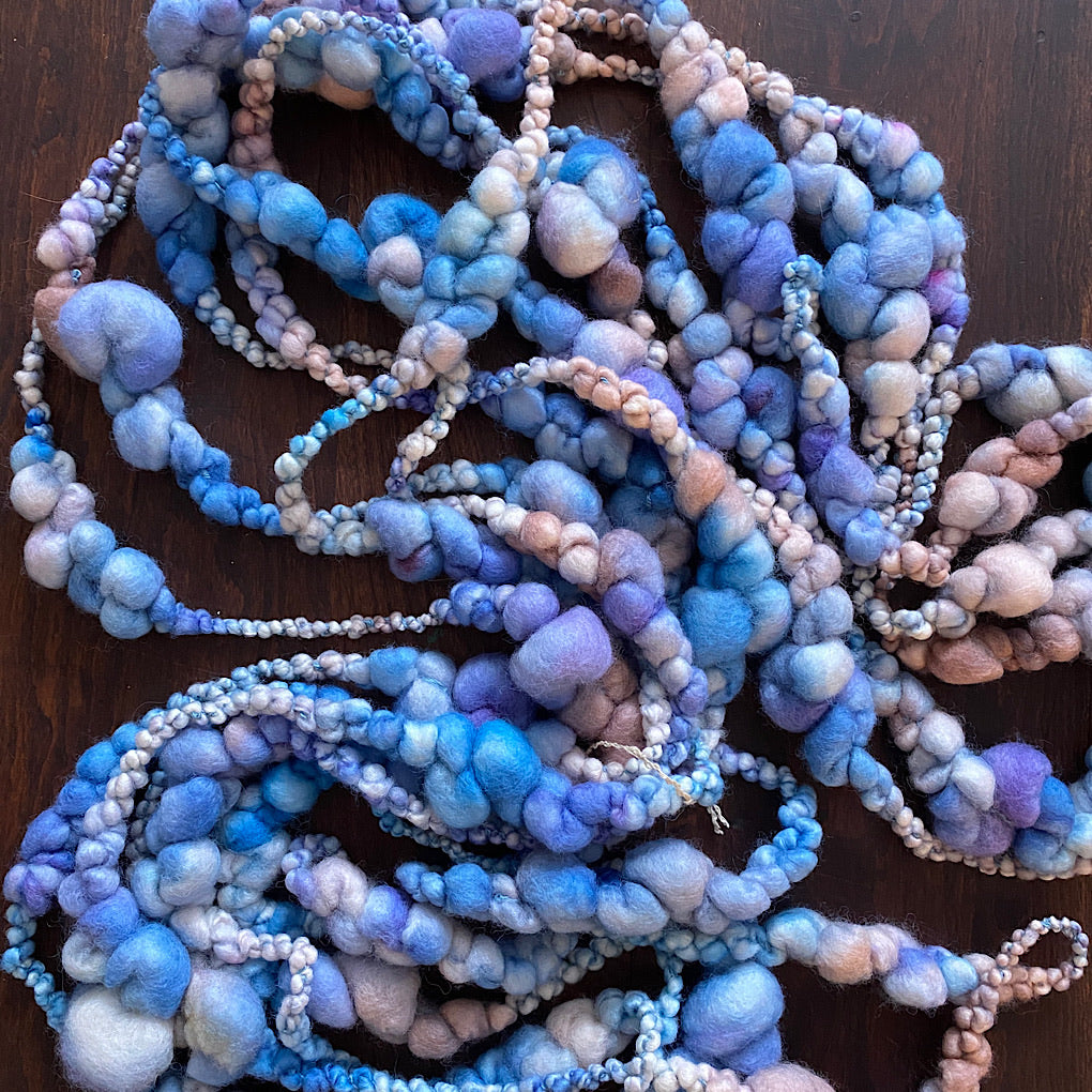 Blue lavender blush Jumbo boucle Art yarn