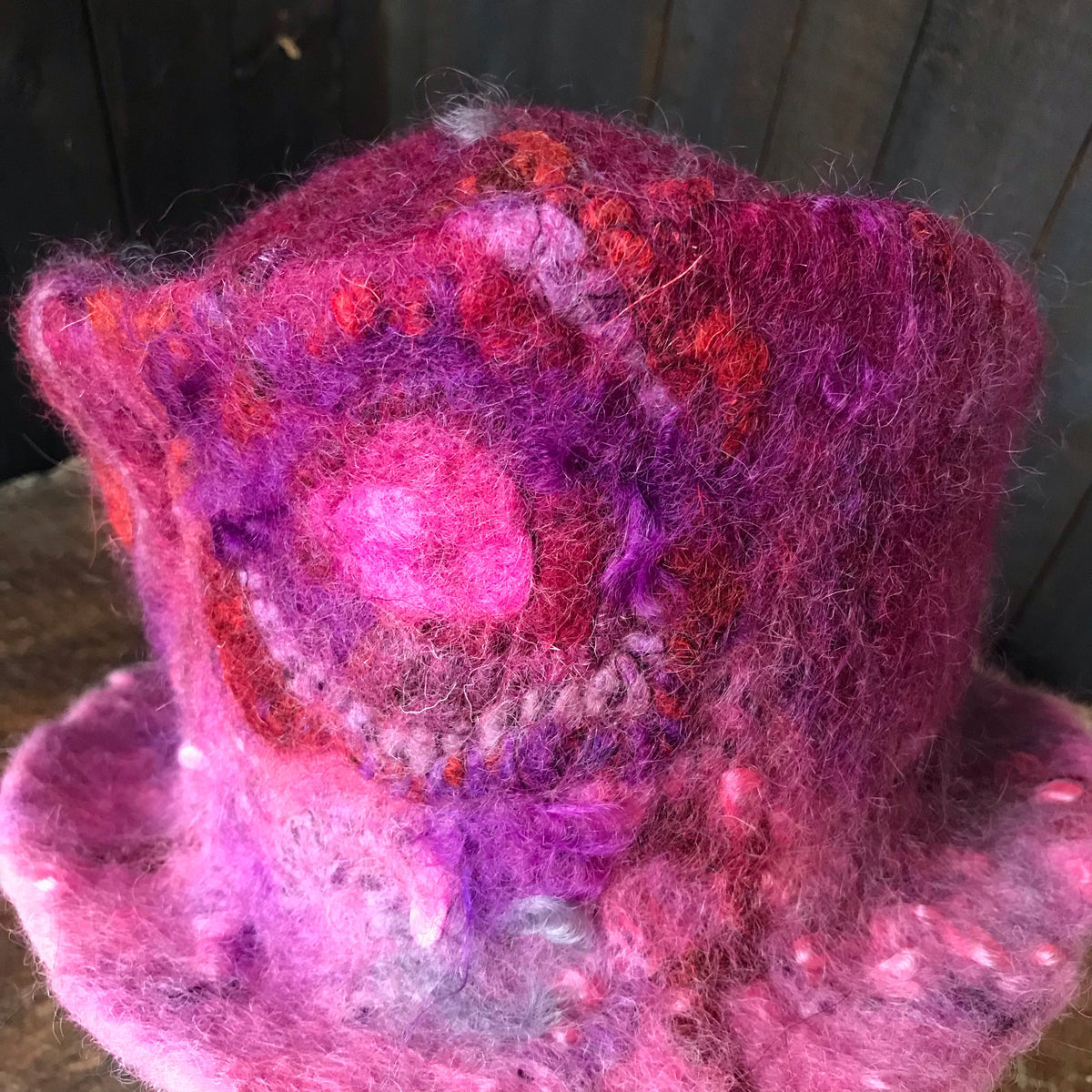 Pink felted hat 100% a Wool size 23” - Mynoush