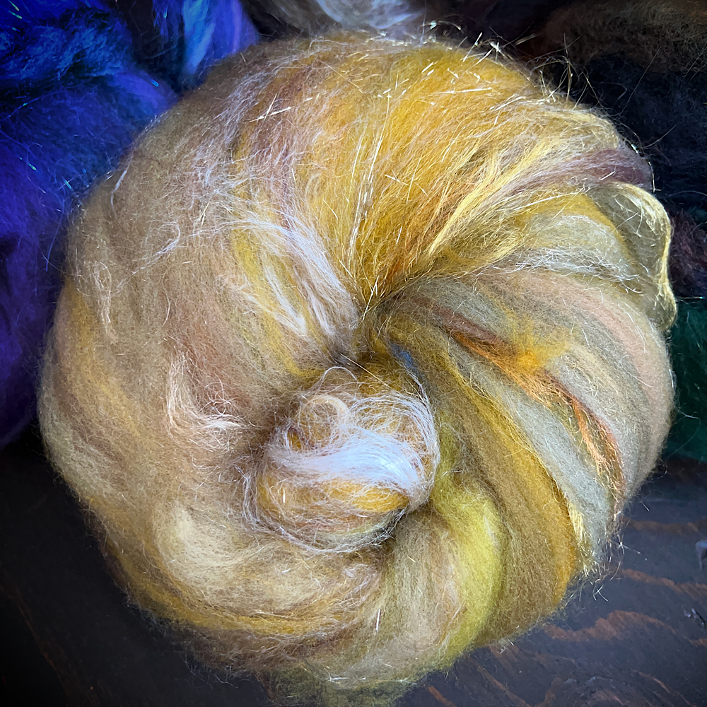 Set of 4 art batts for spinning or felting